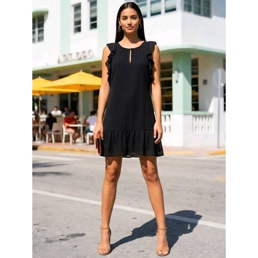 🔹️NWT J. Crew Black Flutter Ruffle Sleeve Dress Small